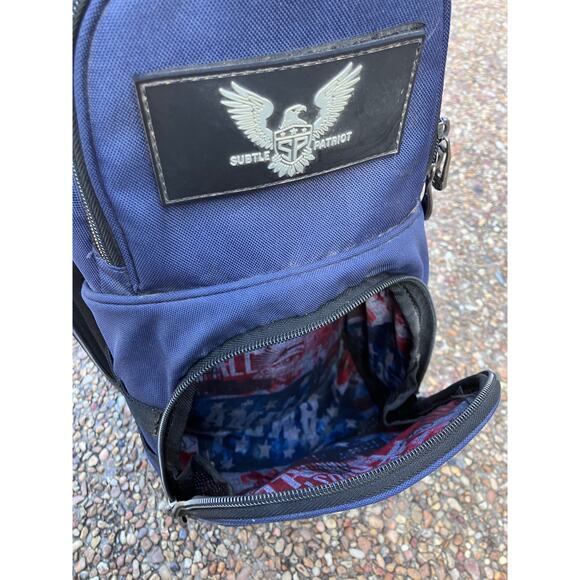 Subtle Patriot Golf Tier 1 Stand / Carry Bag 5-way Top Blue Used Pockets - Picture 11 of 12